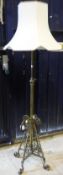 A late Victorian brass oil lamp standard (converted to electricity)