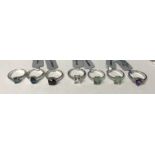 Ten silver dress rings with various stones to include white topaz, amethyst, blue topaz,