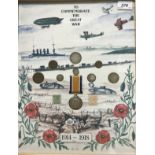 A framed collection of GB currency,