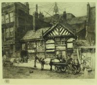 AFTER FRED GOOLDEN "The Oldest Licensed House in Great Britain", etching,