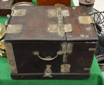 An early 20th Century Chinese rosewood and brass bound dressing table box CONDITION