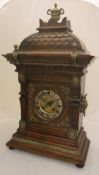 A 19th Century Continental walnut cased bracket clock,