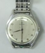 A circa 1951 Omega stainless steel gentleman's wristwatch,