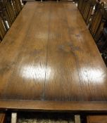 A modern oak refectory style dining table,