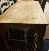 A Victorian pine kitchen table CONDITION REPORTS Approx dimensions - height 75cm,