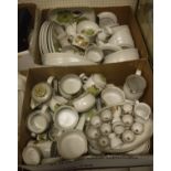 Two boxes of Denby Troubadour pattern dinner and tea wares various,