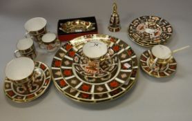 A collection of Royal Crown Derby Japan pattern china including two teacups and saucers,