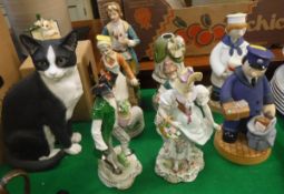 A Country Artists figure "Cat sitting", black and white (05592),