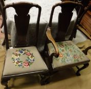 A set of eight early 20th Century Queen Anne style chairs with shaped bars and splat backs,