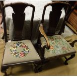 A set of eight early 20th Century Queen Anne style chairs with shaped bars and splat backs,