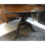 A 19th Century mahogany circular tripod table (cut down),