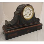 A late Victorian rosso and black marble cased mantel clock,