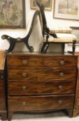 A 19th Century mahogany chest of two short over three long drawers, on splayed bracket feet,