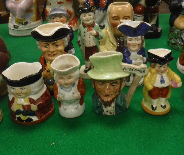 Nine various miniature character jugs including Crown Devon "Butlers", Wedgwood & Co.