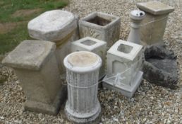 A collection of composite stone garden urns and pedestals (10)