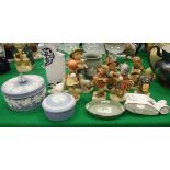 A collection of seven Goebel Hummel figures, four various items of Wedgwood Jasper ware,
