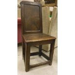 An 18th Century oak back stool of plain form,