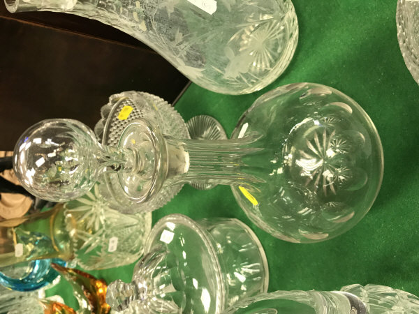 A collection of six various cut glass decanters/ewers, five facet cut jars and covers, - Image 5 of 21