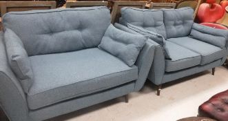 A French Connection "Zinc" two-seat sofa and matching cuddler in teal