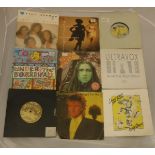 Two boxes of 45 rpm single records, mainly 1970s-1990s, various artists including Visage,