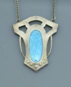 A George V silver and turquoise enamel pendant (by Charles Horner for Charles Horner Limited,