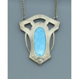 A George V silver and turquoise enamel pendant (by Charles Horner for Charles Horner Limited,