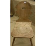 A mid 20th Century beech panel-seated hall chair of typical form,