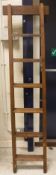 A stained pitch pine library ladder (for decorative use only)