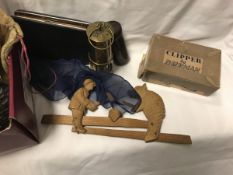 A collection of various small collectables and ornamental wares including a miniature Davy type