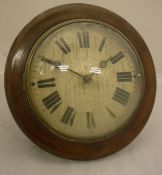A 19th Century mahogany cased circular wall dial with single fusee movement and circular dial with