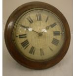 A 19th Century mahogany cased circular wall dial with single fusee movement and circular dial with