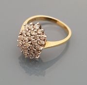 A 9 carat gold diamond set cluster ring, ring size K, total weight 2.