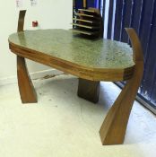 A modern RJN Furniture desk with stained green birch veneer top, integral letter rack,