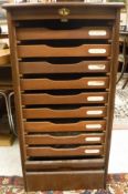 A mahogany mid 20th Century tambour-fronted filing cabinet