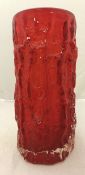 A Geoffrey Baxter for Whitefriars bark vase in red