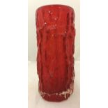 A Geoffrey Baxter for Whitefriars bark vase in red