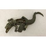 AFTER FRANZ BERGMAN A modern cold painted bronze study of a crocodile with compartment to back