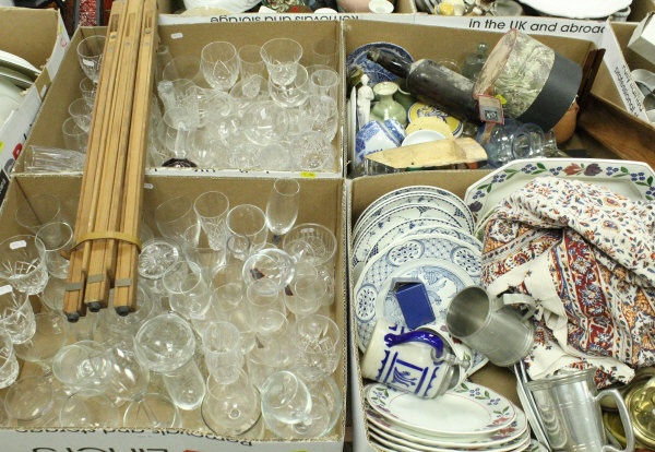 Six boxes of assorted sundry household china and glass