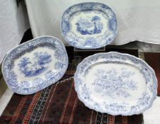 A 19th Century blue and white "British Rivers" pattern meat plate by CP Co.