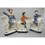 A collection of various china wares to include three Rye Pottery Canterbury Tales figures - "The