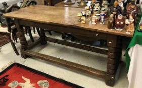 An 18th Century oak refectory table on bobbin turned legs CONDITION REPORTS