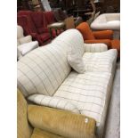 A modern George Smith upholstered two seat sofa in cream and faun check CONDITION