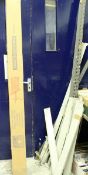 A selection of metal racking and a projector screen