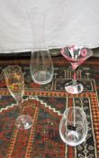 A collection of Dartington glass ware to include two boxed pairs of red wines, a boxed decanter,