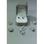 Ten silver dress rings with various stones to include white topaz, amethyst, blue topaz,