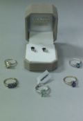 Ten silver dress rings with various stones to include white topaz, amethyst, blue topaz,