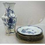 A 19th Century Chinese blue and white vase decorated to one side with prunus blossom and to the