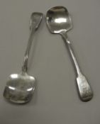 A pair of Georgian silver serving spoons (by William Chawner, London 1829),