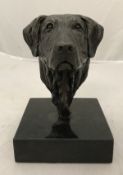 SARAH COWARD "Percy" head study of a labrador chocolate patinated bronze limited edition 1/9