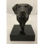 SARAH COWARD "Percy" head study of a labrador chocolate patinated bronze limited edition 1/9